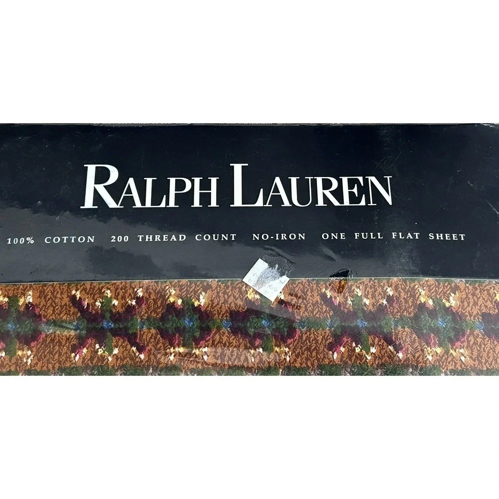 RALPH LAUREN‎ Home Collection Leland Fair Isle Multi Full Flat Sheet 100% Cotton
